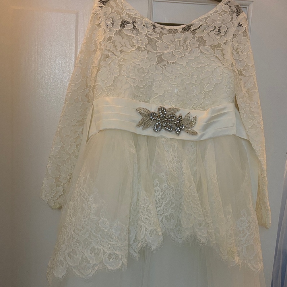 Elegant Lace Kids Dress with Floral Embellishment